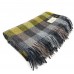 100% Wool Blanket/Throw/Rug Grey with Citrus Yellow Check